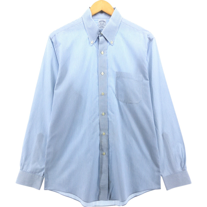 Brooks Brothers Est.1818 Long Sleeve Button-Down Striped Shirt, Men's M Size cotton Blue type light blue Vintage Second Hand