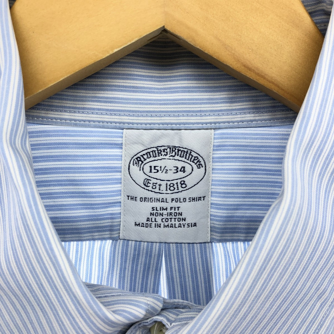 Brooks Brothers Est.1818 Long Sleeve Button-Down Striped Shirt, Men's M Size cotton Blue type light blue Vintage Second Hand