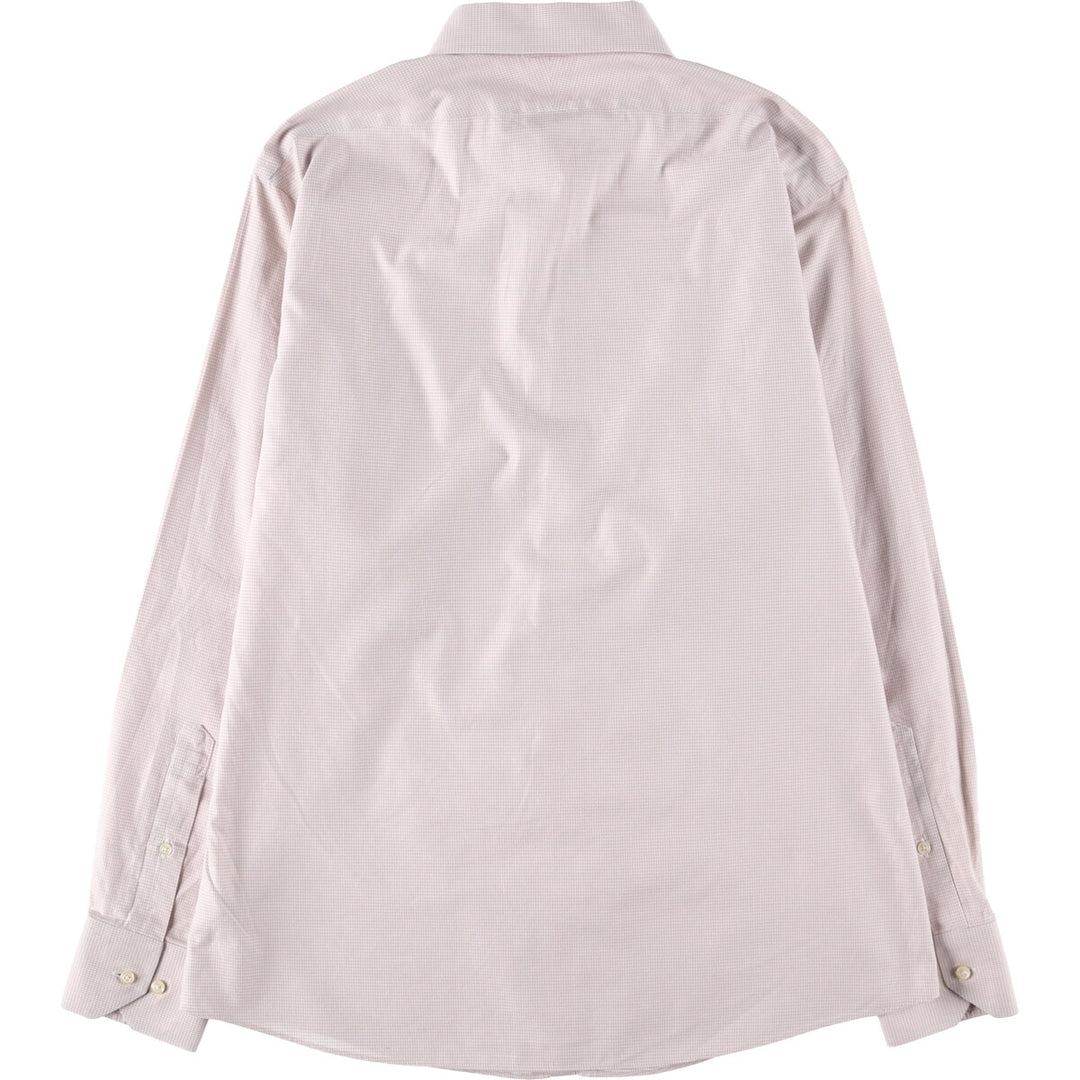 Brooks Brothers 1818 Wide Collar Long Sleeve Cotton Check Shirt, Men's Size L cotton white type Vintage Second Hand