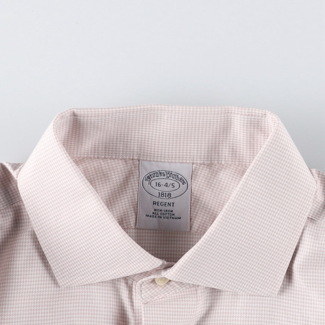 Brooks Brothers 1818 Wide Collar Long Sleeve Cotton Check Shirt, Men's Size L cotton white type Vintage Second Hand