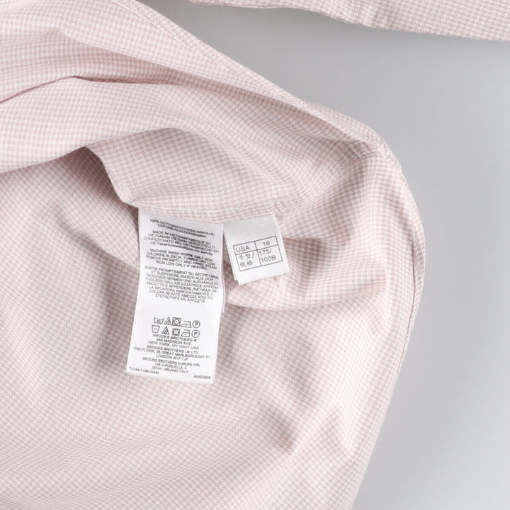 Brooks Brothers 1818 Wide Collar Long Sleeve Cotton Check Shirt, Men's Size L cotton white type Vintage Second Hand