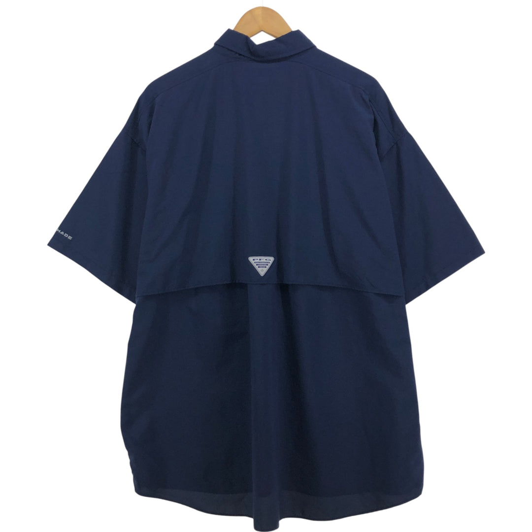 Columbia PFG OMNI-SHADE Button-down Short Sleeve Fishing Shirt, Men's XL Nylon navy blue type Vintage Second Hand