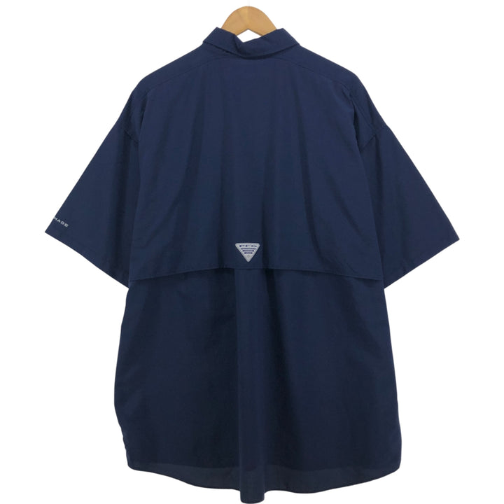 Columbia PFG OMNI-SHADE Button-down Short Sleeve Fishing Shirt, Men's XL Nylon navy blue type Vintage Second Hand