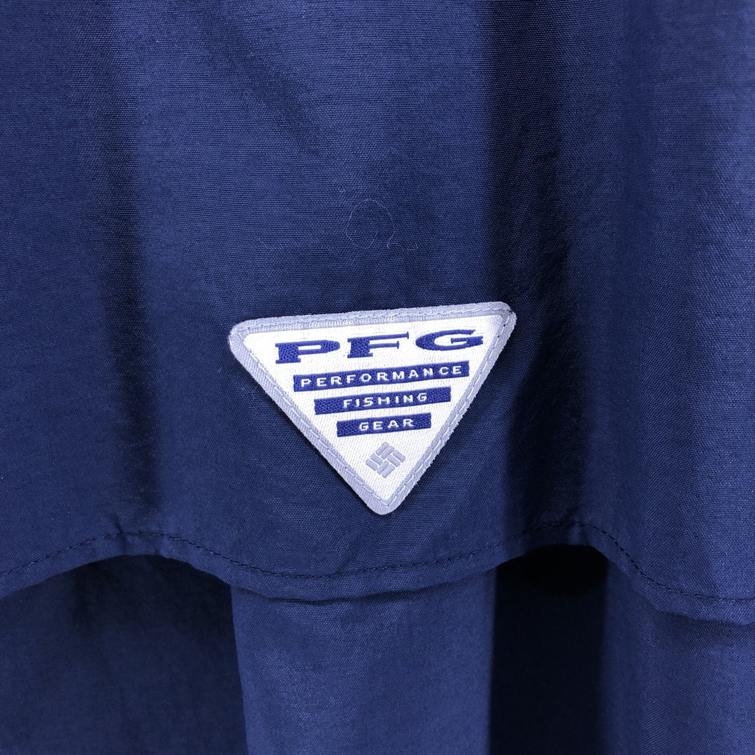Columbia PFG OMNI-SHADE Button-down Short Sleeve Fishing Shirt, Men's XL Nylon navy blue type Vintage Second Hand