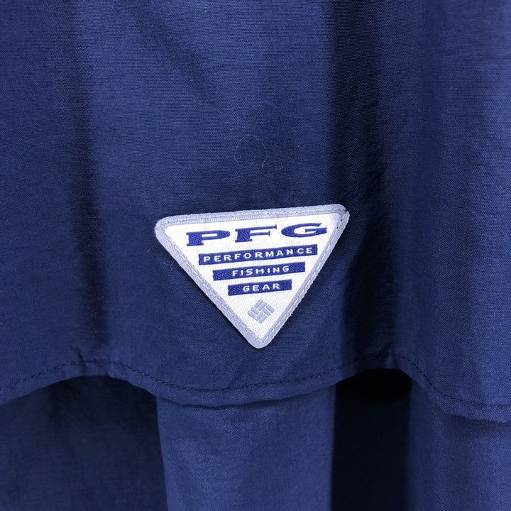 Columbia PFG OMNI-SHADE Button-down Short Sleeve Fishing Shirt, Men's XL Nylon navy blue type Vintage Second Hand