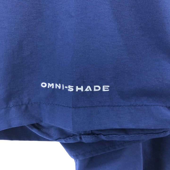 Columbia PFG OMNI-SHADE Button-down Short Sleeve Fishing Shirt, Men's XL Nylon navy blue type Vintage Second Hand