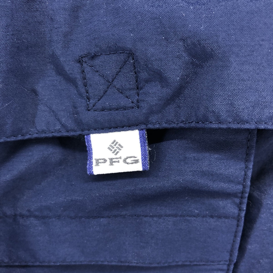 Columbia PFG OMNI-SHADE Button-down Short Sleeve Fishing Shirt, Men's XL Nylon navy blue type Vintage Second Hand