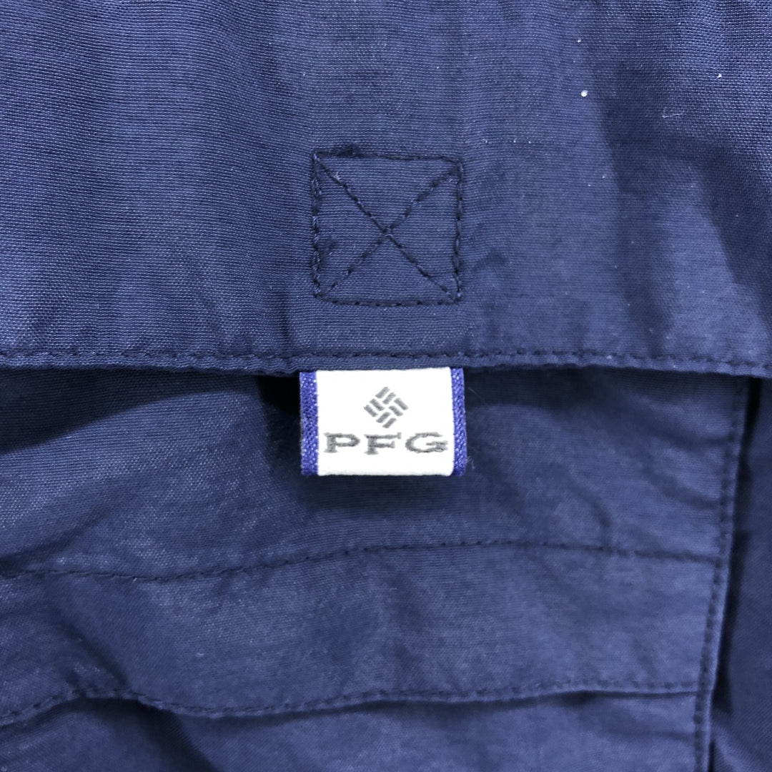 Columbia PFG OMNI-SHADE Button-down Short Sleeve Fishing Shirt, Men's XL Nylon navy blue type Vintage Second Hand