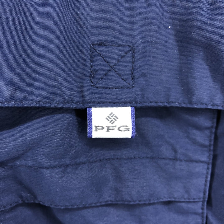 Columbia PFG OMNI-SHADE Button-down Short Sleeve Fishing Shirt, Men's XL Nylon navy blue type Vintage Second Hand