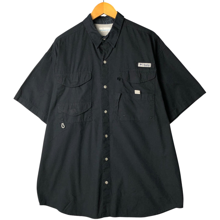 Columbia PFG Short Sleeve Fishing Shirt, Men's Size L cotton black type Vintage Second Hand