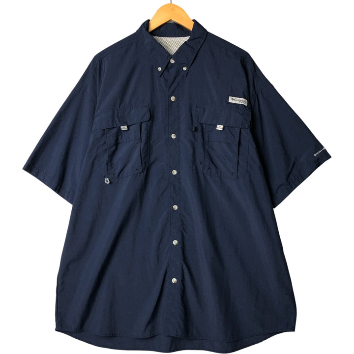 Columbia PFG OMNI-SHADE Button-down Short Sleeve Fishing Shirt, Men's XL unclear navy blue type Vintage Second Hand