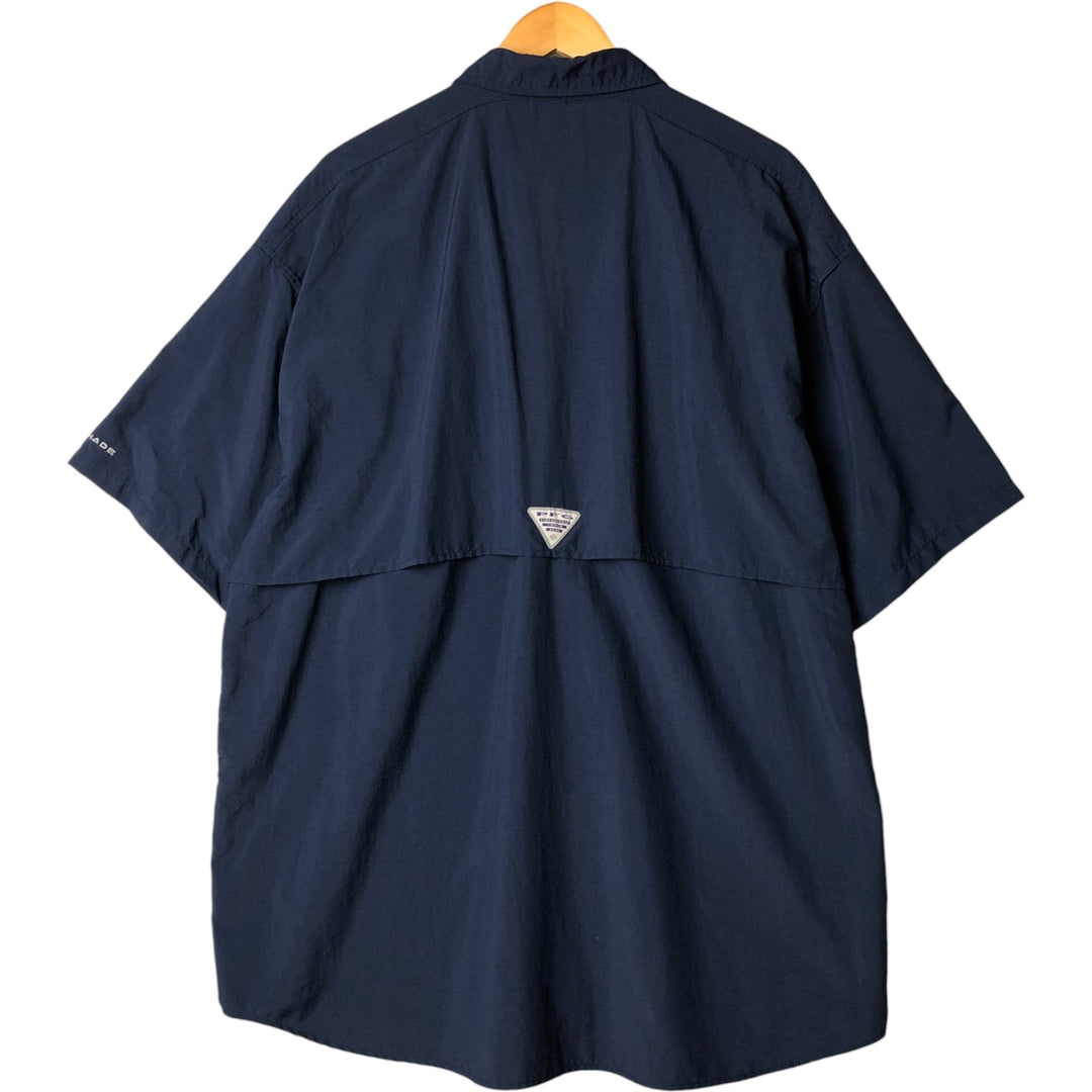 Columbia PFG OMNI-SHADE Button-down Short Sleeve Fishing Shirt, Men's XL unclear navy blue type Vintage Second Hand