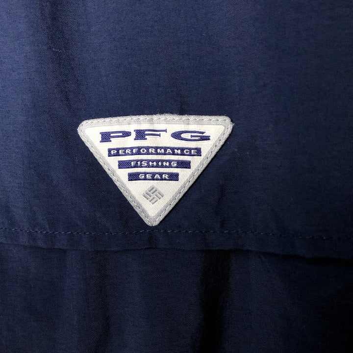 Columbia PFG OMNI-SHADE Button-down Short Sleeve Fishing Shirt, Men's XL unclear navy blue type Vintage Second Hand