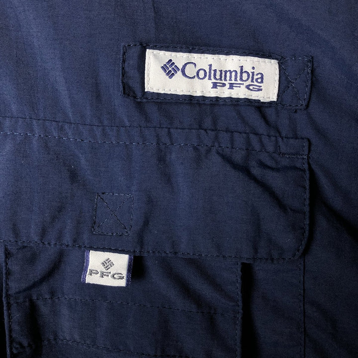 Columbia PFG OMNI-SHADE Button-down Short Sleeve Fishing Shirt, Men's XL unclear navy blue type Vintage Second Hand