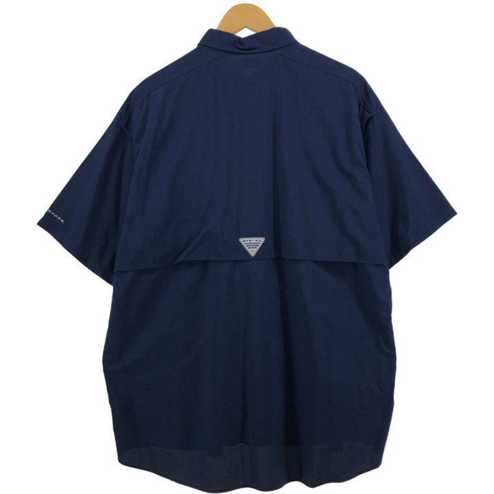 Columbia PFG OMNI-SHADE Button-down Short Sleeve Fishing Shirt, Men's XL Nylon navy blue type Vintage Second Hand