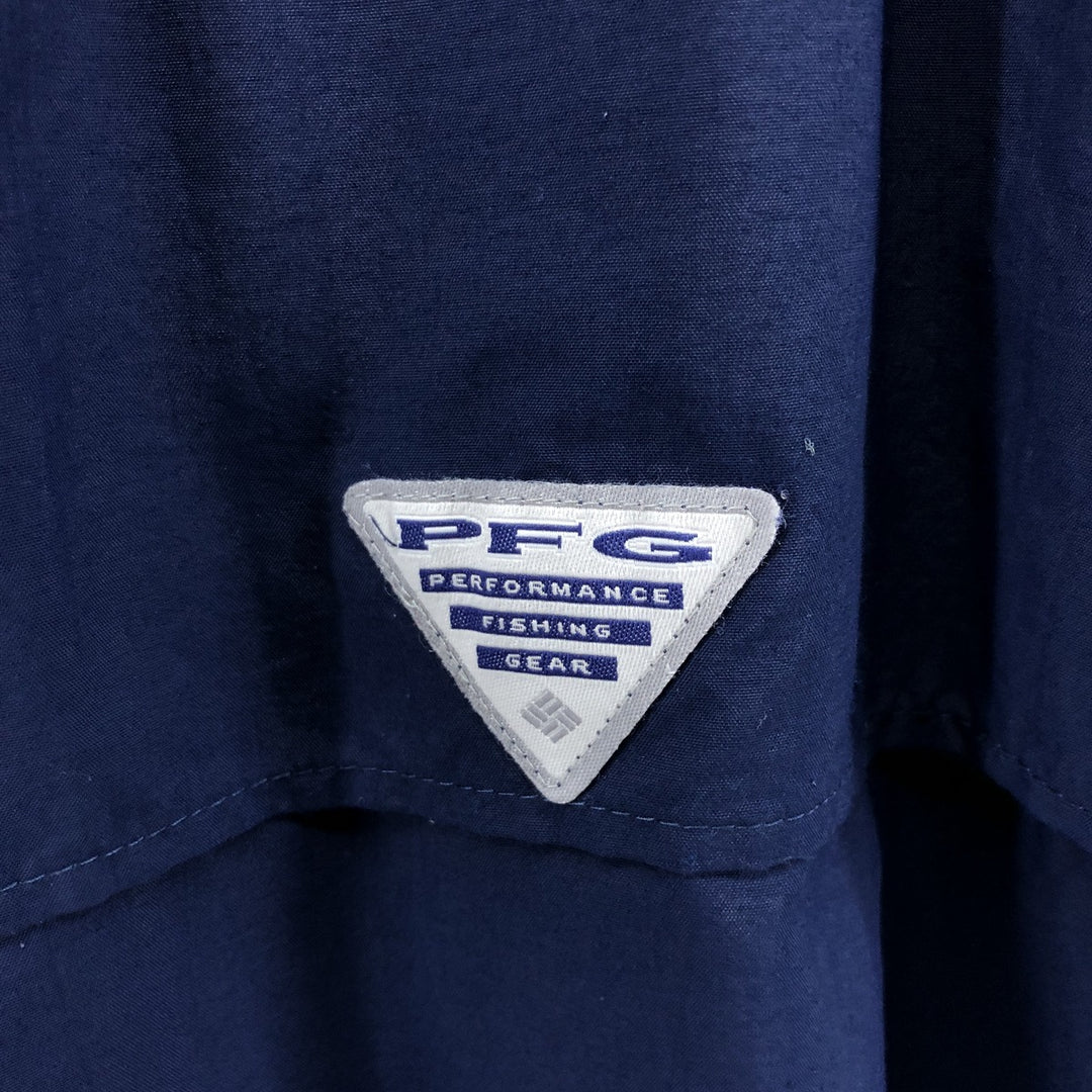 Columbia PFG OMNI-SHADE Button-down Short Sleeve Fishing Shirt, Men's XL Nylon navy blue type Vintage Second Hand
