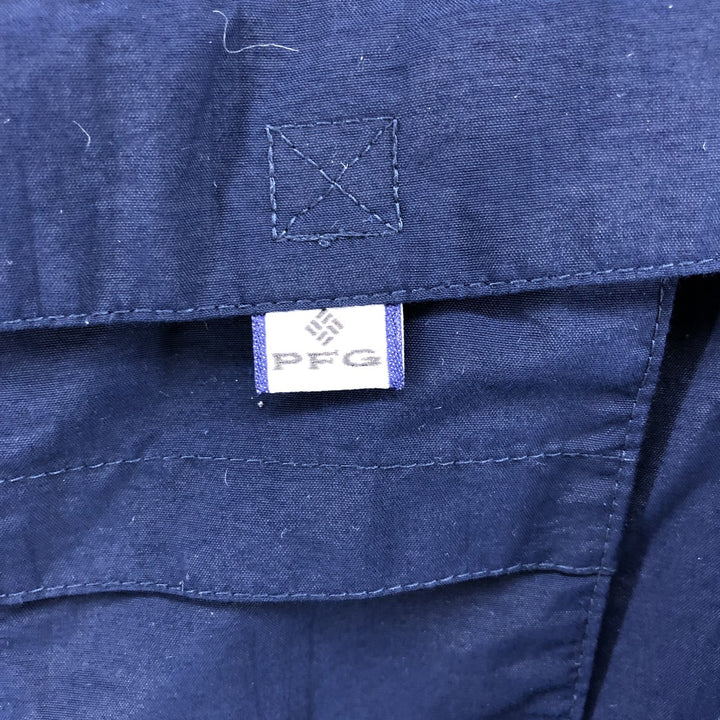 Columbia PFG OMNI-SHADE Button-down Short Sleeve Fishing Shirt, Men's XL Nylon navy blue type Vintage Second Hand