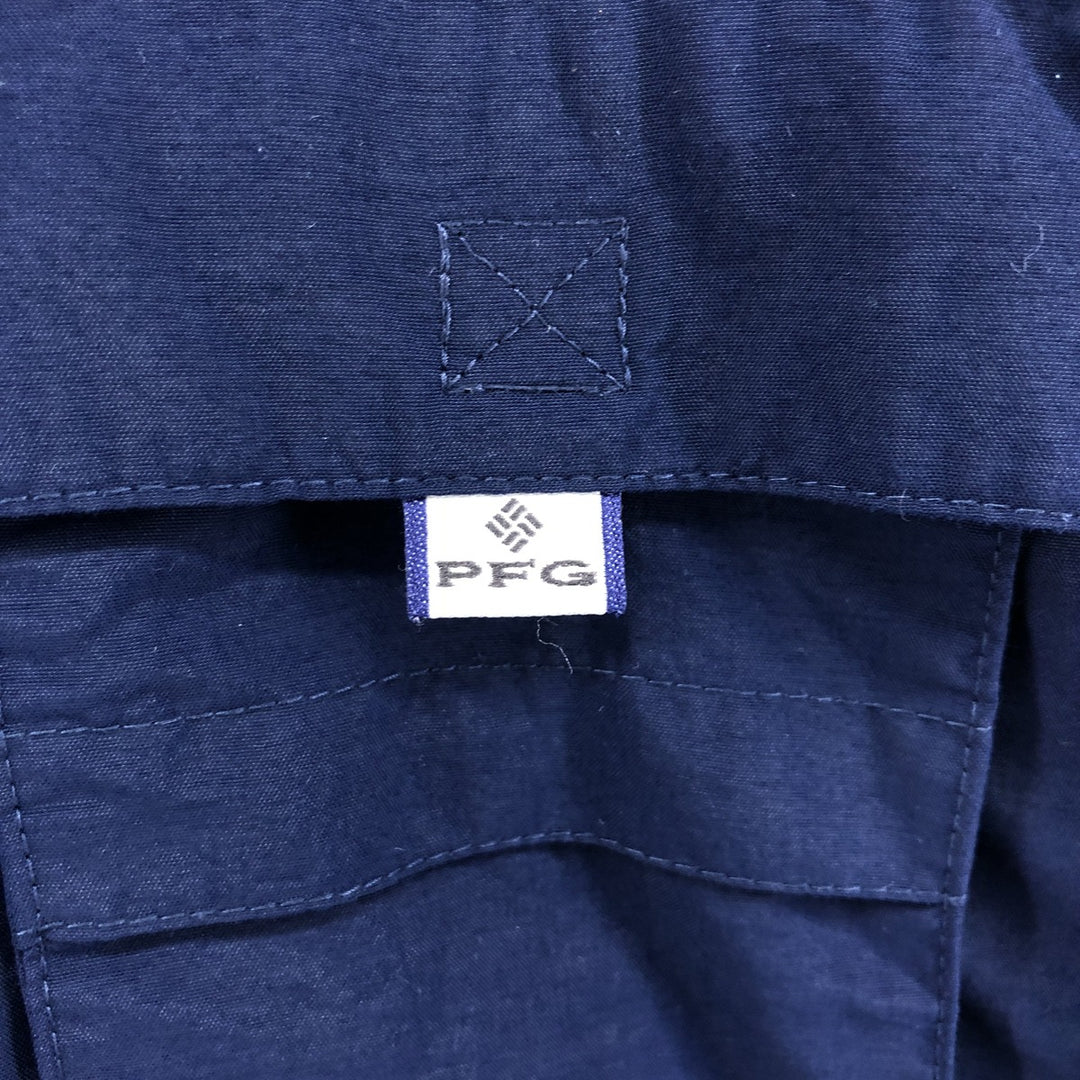 Columbia PFG OMNI-SHADE Button-down Short Sleeve Fishing Shirt, Men's XL Nylon navy blue type Vintage Second Hand