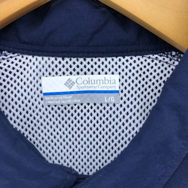 Columbia PFG OMNI-SHADE Button-down Short Sleeve Fishing Shirt, Men's Size L Nylon navy blue type Vintage Second Hand