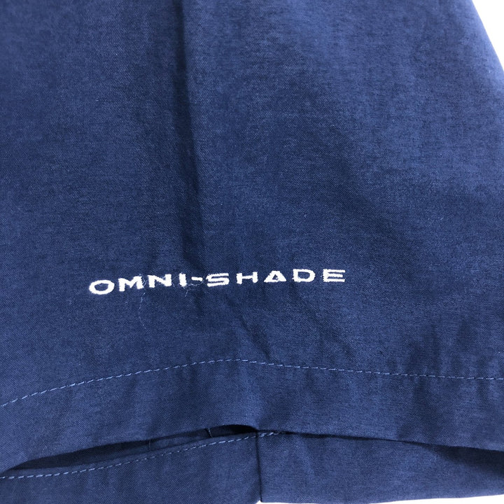 Columbia PFG OMNI-SHADE Button-down Short Sleeve Fishing Shirt, Men's Size L Nylon navy blue type Vintage Second Hand