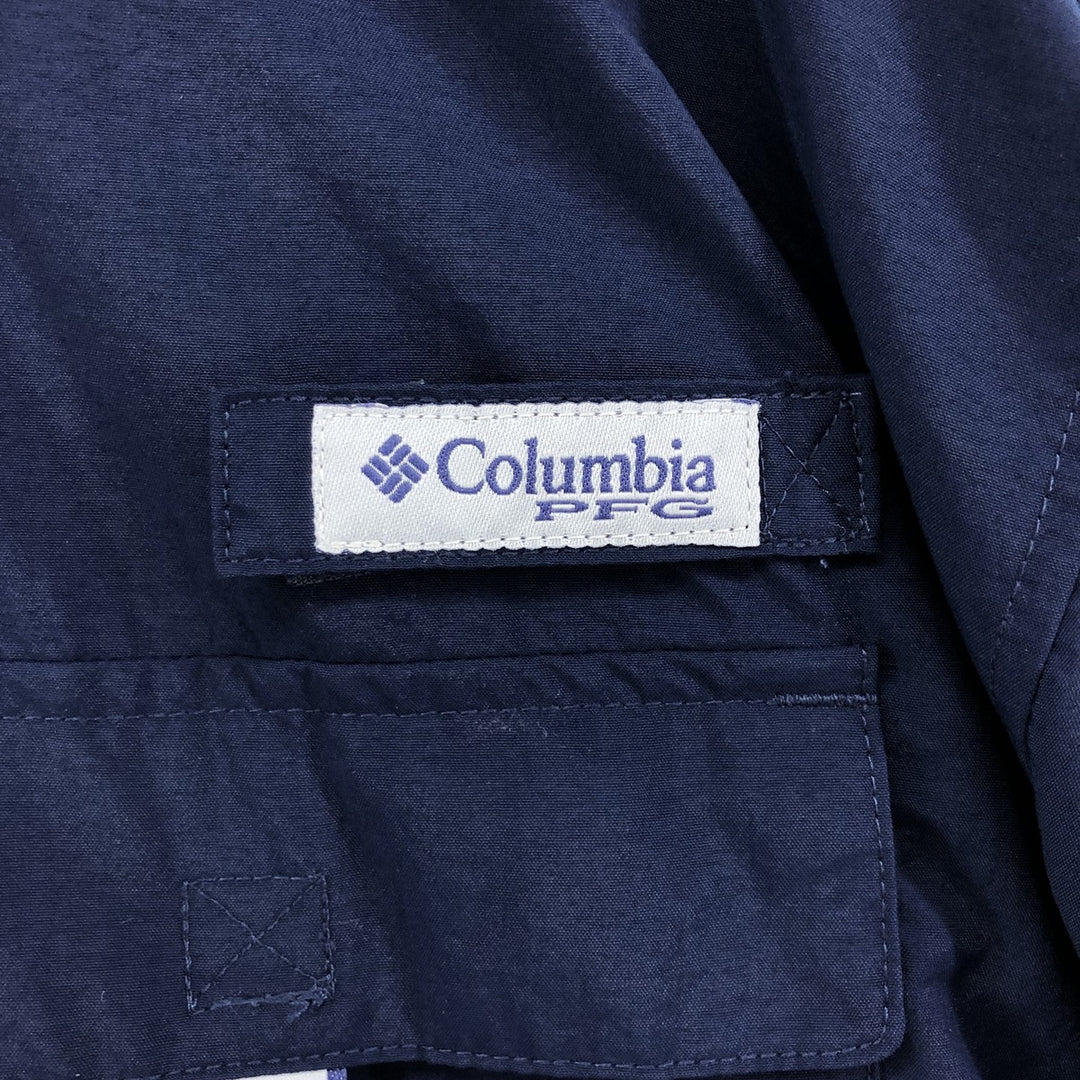 Columbia PFG OMNI-SHADE Button-down Short Sleeve Fishing Shirt, Men's Size L Nylon navy blue type Vintage Second Hand
