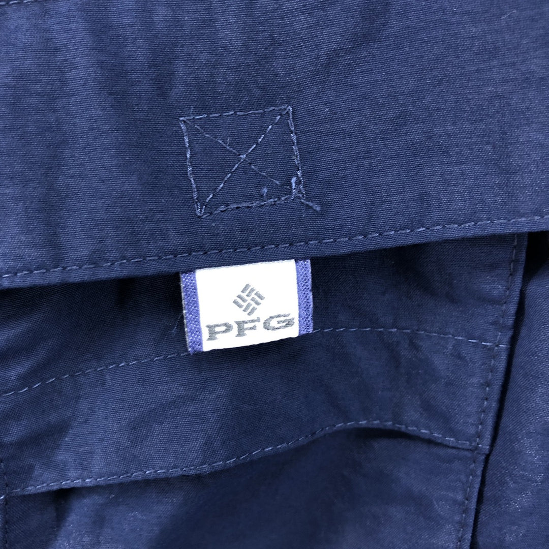 Columbia PFG OMNI-SHADE Button-down Short Sleeve Fishing Shirt, Men's Size L Nylon navy blue type Vintage Second Hand