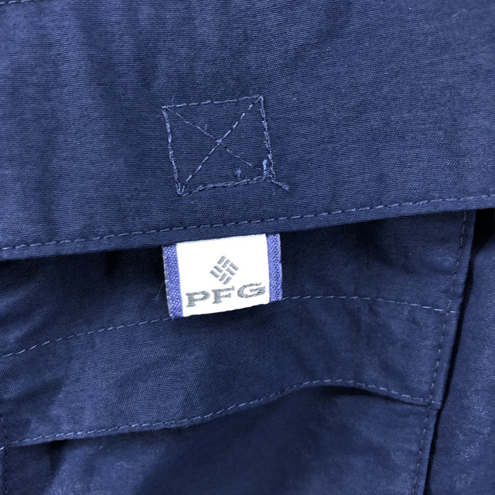 Columbia PFG OMNI-SHADE Button-down Short Sleeve Fishing Shirt, Men's Size L Nylon navy blue type Vintage Second Hand