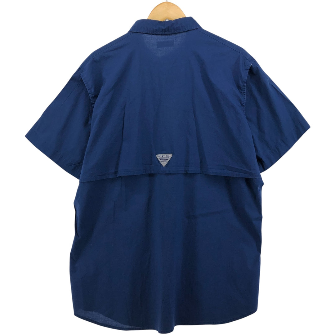 Columbia PFG Button-down Short Sleeve Fishing Shirt, Men's XL cotton navy blue type Vintage Second Hand