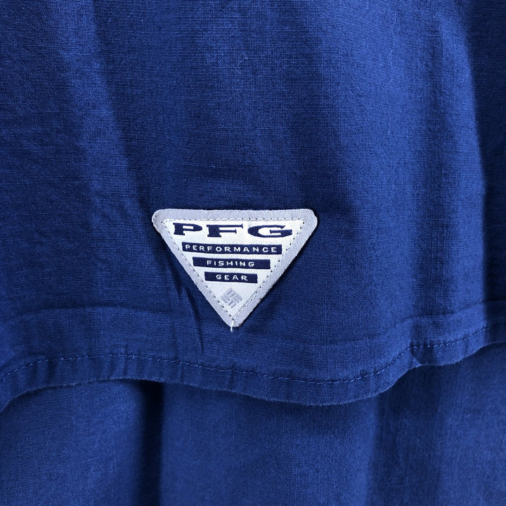 Columbia PFG Button-down Short Sleeve Fishing Shirt, Men's XL cotton navy blue type Vintage Second Hand