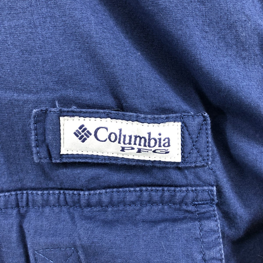 Columbia PFG Button-down Short Sleeve Fishing Shirt, Men's XL cotton navy blue type Vintage Second Hand