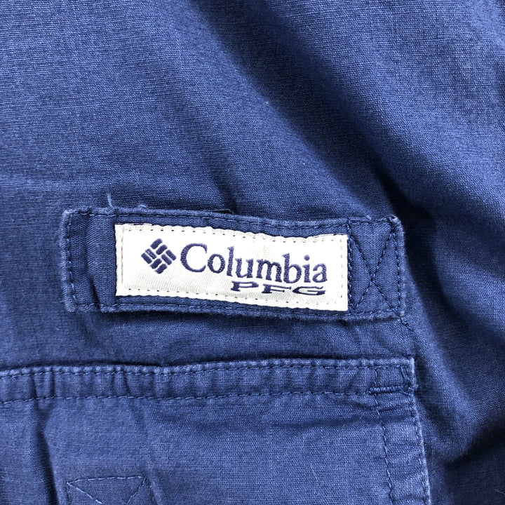 Columbia PFG Button-down Short Sleeve Fishing Shirt, Men's XL cotton navy blue type Vintage Second Hand