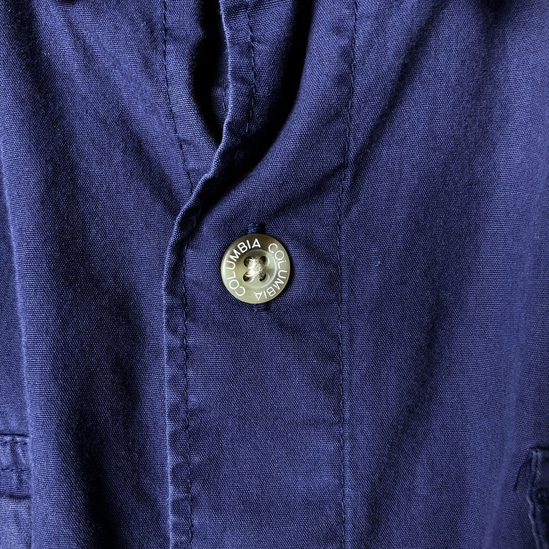 Columbia PFG Hidden Button Down Short Sleeve Fishing Shirt, Men's XL cotton navy blue type Vintage Second Hand