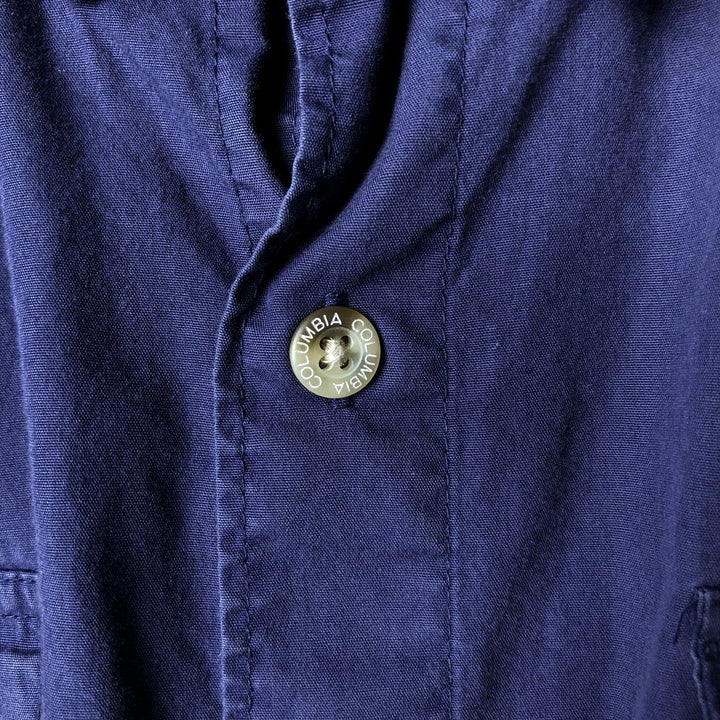 Columbia PFG Hidden Button Down Short Sleeve Fishing Shirt, Men's XL cotton navy blue type Vintage Second Hand
