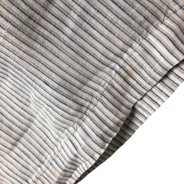 Brooks Brothers 346 Stripe Pattern Short Sleeve Linen Button Down Shirt Men's Size L linen white type Vintage Second Hand