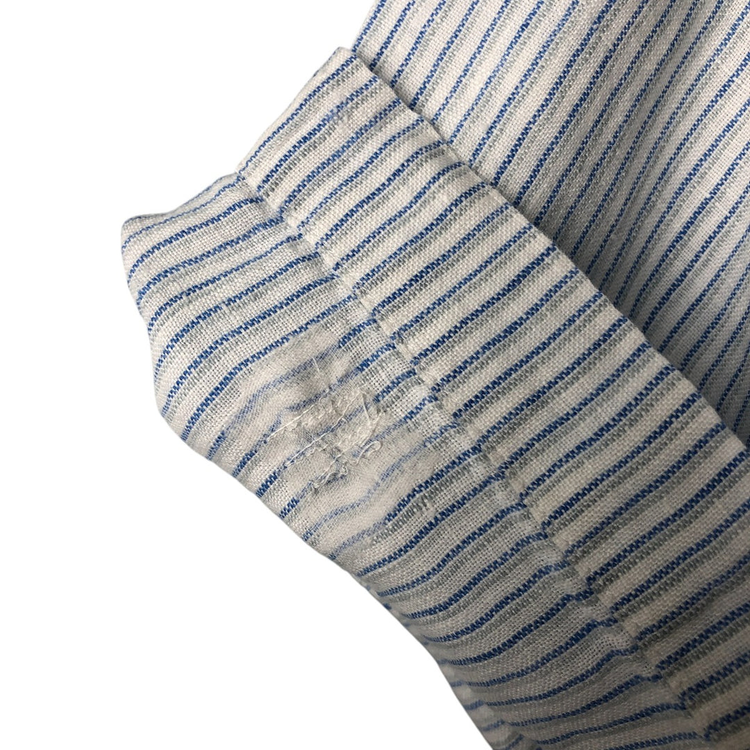 Brooks Brothers 346 Stripe Pattern Short Sleeve Linen Button Down Shirt Men's Size L linen white type Vintage Second Hand