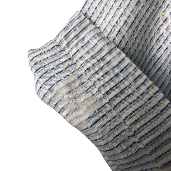 Brooks Brothers 346 Stripe Pattern Short Sleeve Linen Button Down Shirt Men's Size L linen white type Vintage Second Hand