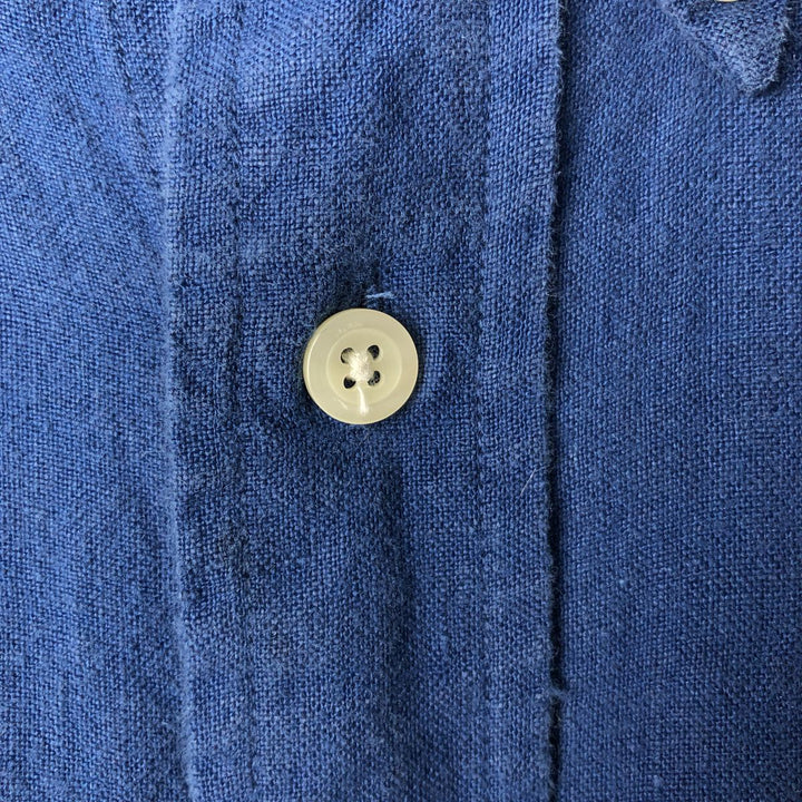 Brooks Brothers 1818 REGENT short sleeve linen button down shirt, men's size XL linen navy blue type Vintage Second Hand