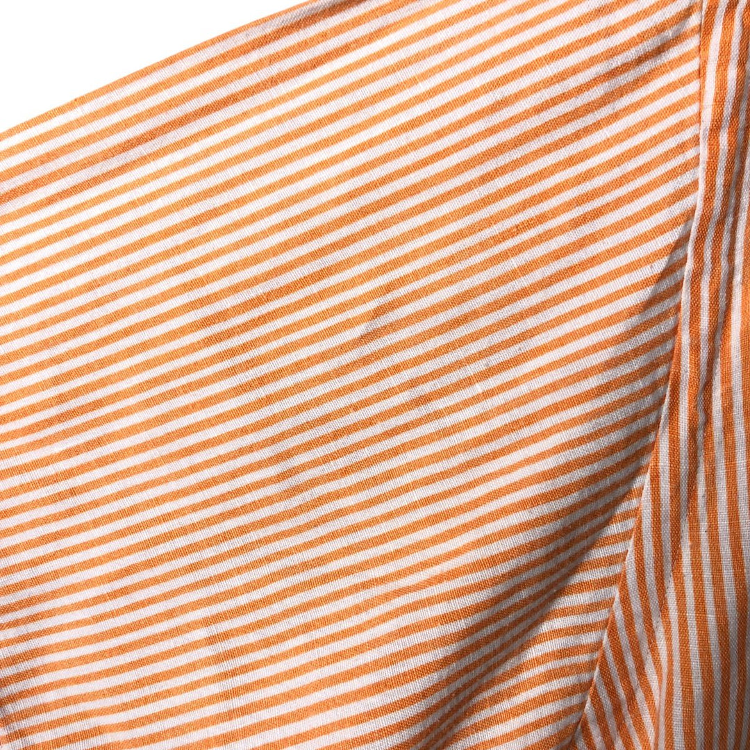 Ralph Lauren Stripe Pattern Short Sleeve Open Collar Linen Shirt Box Shirt Men's XL linen orange type Vintage Second Hand