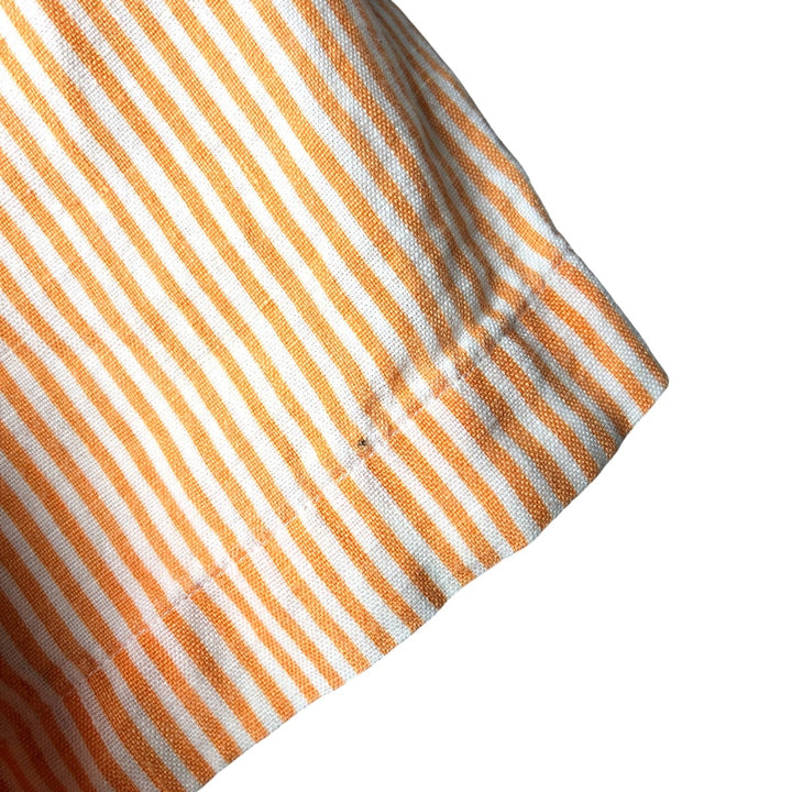 Ralph Lauren Stripe Pattern Short Sleeve Open Collar Linen Shirt Box Shirt Men's XL linen orange type Vintage Second Hand