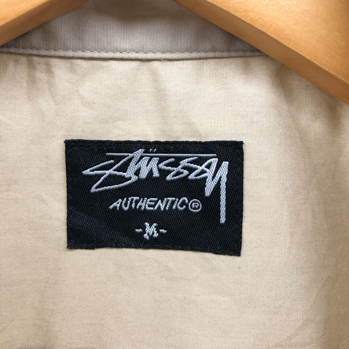 STUSSY Short Sleeve Polycotton Shirt Box Shirt Made in USA Men's M polyester Beige type Vintage Second Hand