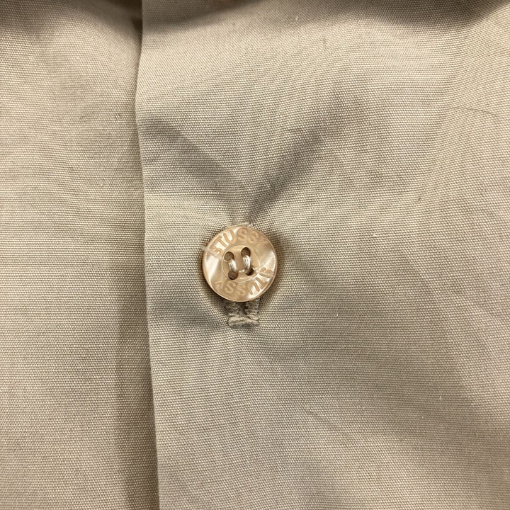 STUSSY Short Sleeve Polycotton Shirt Box Shirt Made in USA Men's M polyester Beige type Vintage Second Hand