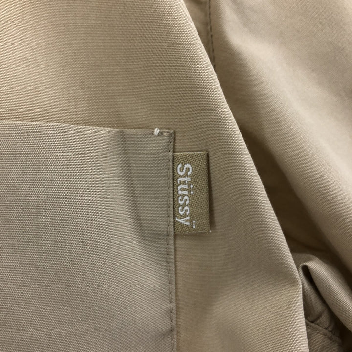 STUSSY Short Sleeve Polycotton Shirt Box Shirt Made in USA Men's M polyester Beige type Vintage Second Hand