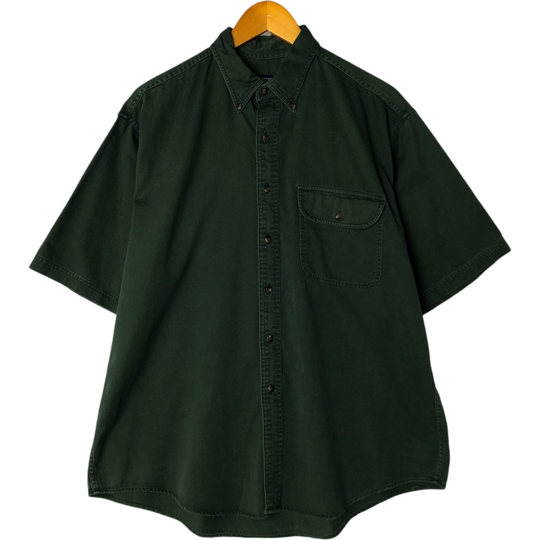 Vintage LANDS' END short-sleeved button-down shirt, men's size L cotton green type Vintage Second Hand