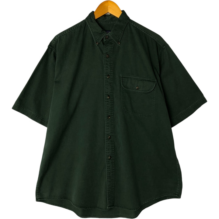 Vintage LANDS' END short-sleeved button-down shirt, men's size L cotton green type Vintage Second Hand