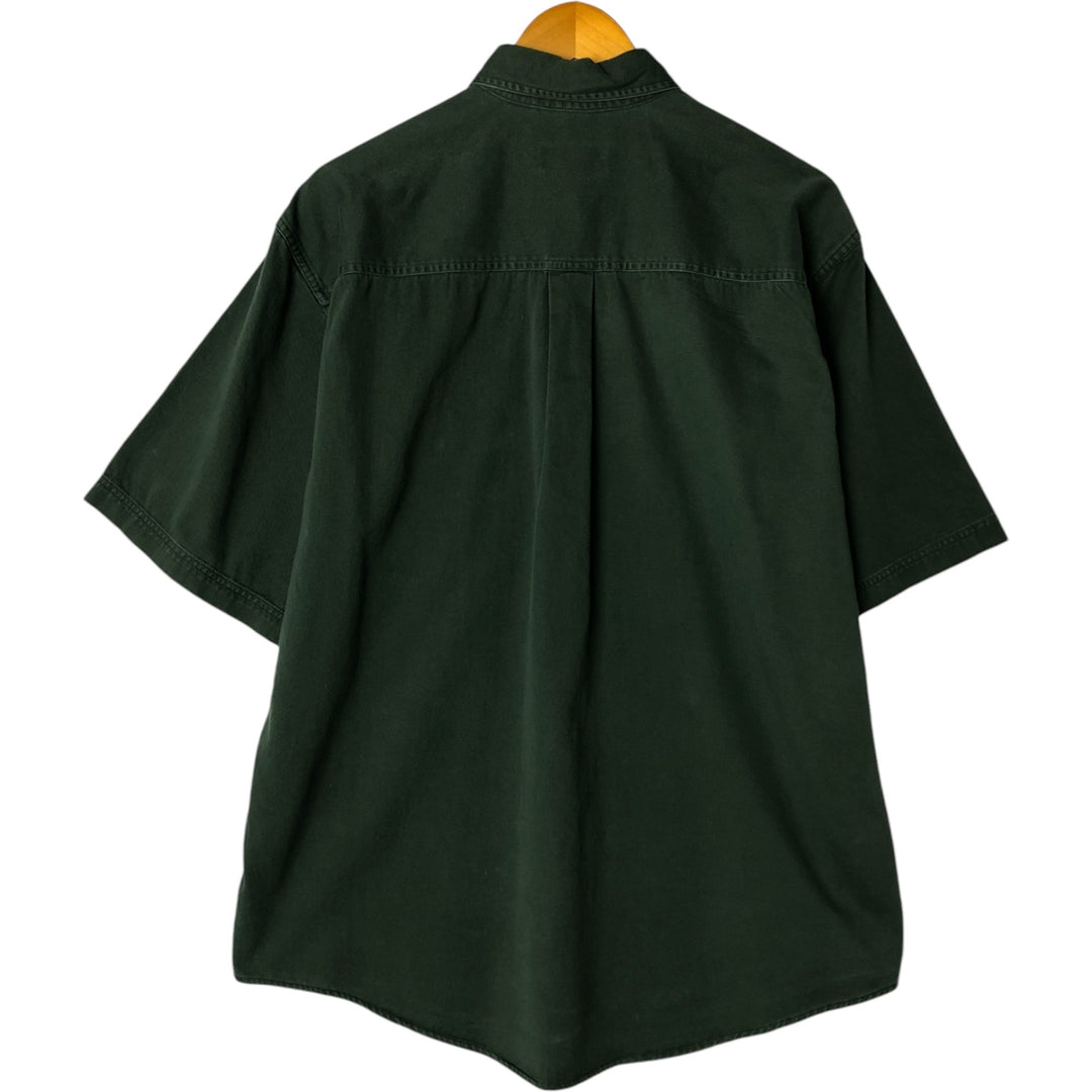 Vintage LANDS' END short-sleeved button-down shirt, men's size L cotton green type Vintage Second Hand