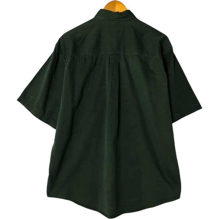 Vintage LANDS' END short-sleeved button-down shirt, men's size L cotton green type Vintage Second Hand
