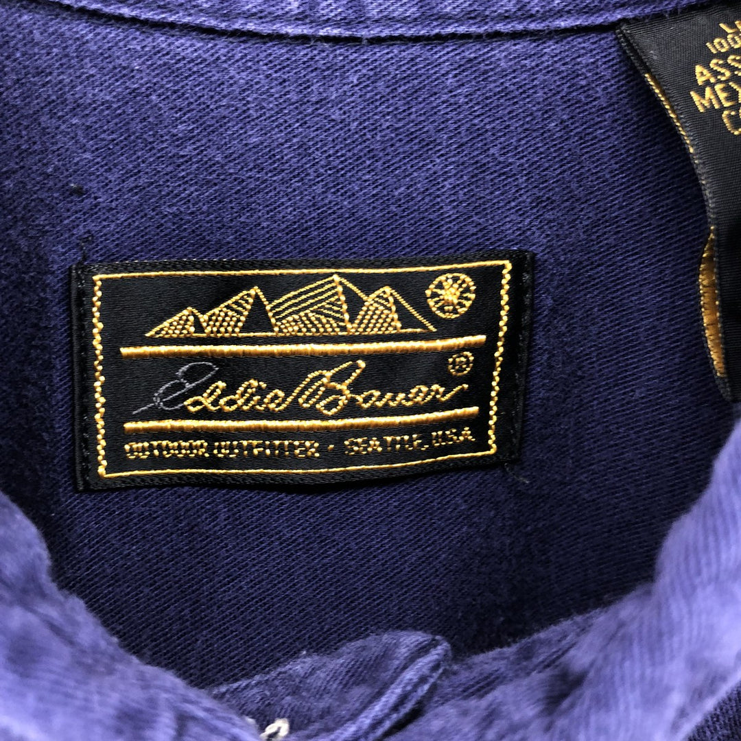 90'S Eddie Bauer short sleeve button down shirt, men's size L, vintage cotton navy blue type Vintage Second Hand