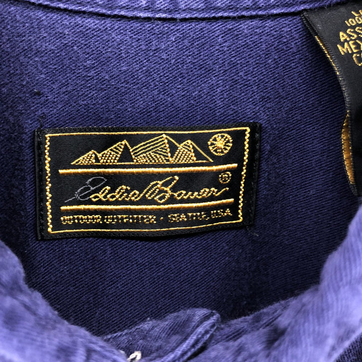 90'S Eddie Bauer short sleeve button down shirt, men's size L, vintage cotton navy blue type Vintage Second Hand
