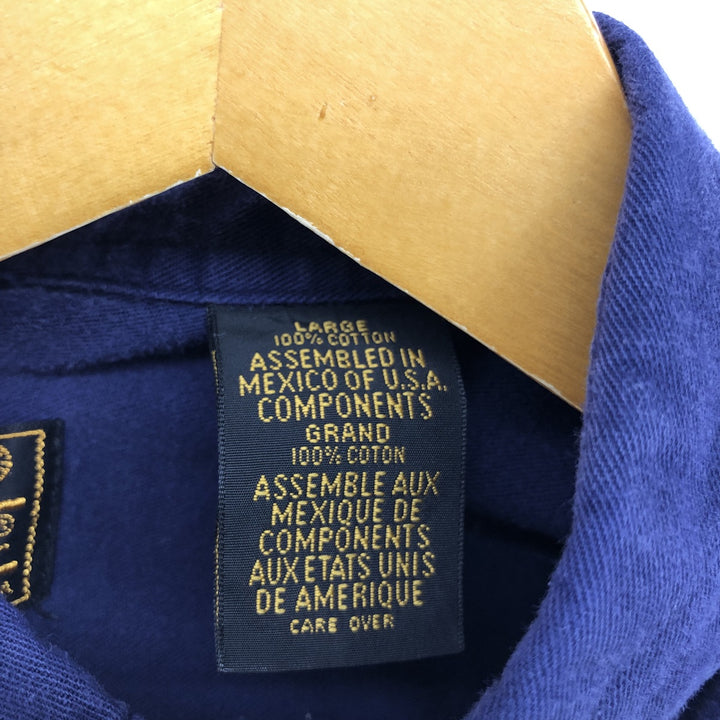 90'S Eddie Bauer short sleeve button down shirt, men's size L, vintage cotton navy blue type Vintage Second Hand