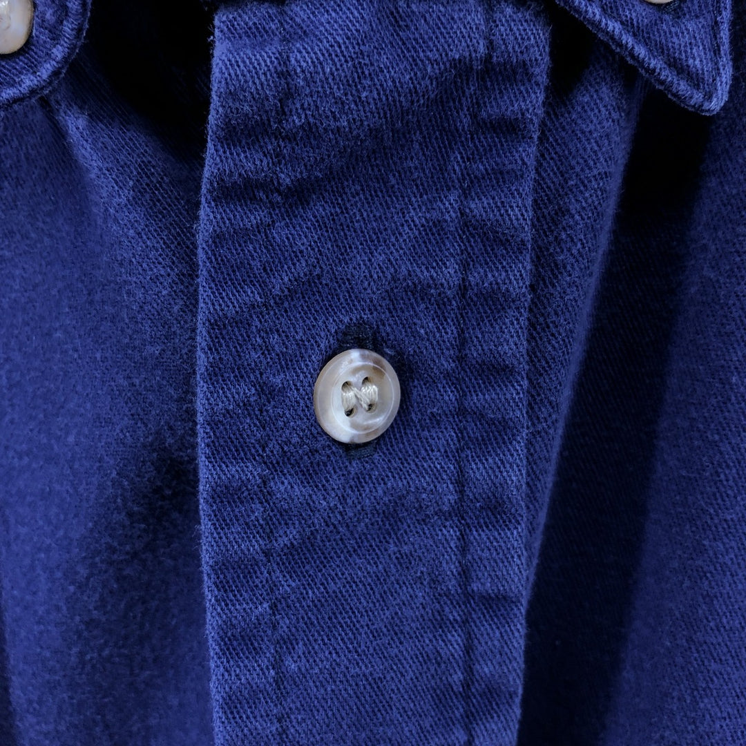 90'S Eddie Bauer short sleeve button down shirt, men's size L, vintage cotton navy blue type Vintage Second Hand